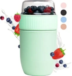 Coninx Yoghurtbeker To Go - Muesli Beker To Go - Lunchbeker - Mueslibeker 640ml (450ml+190ml) - Groen