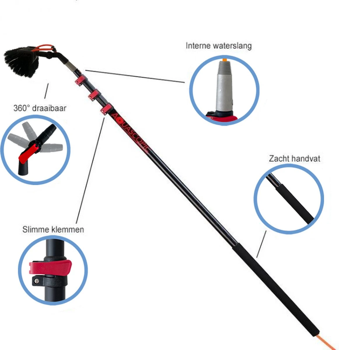 Aquascopic - Telescoopsteel Set Met Borstel - 7,2 Meter - Afbeelding 7