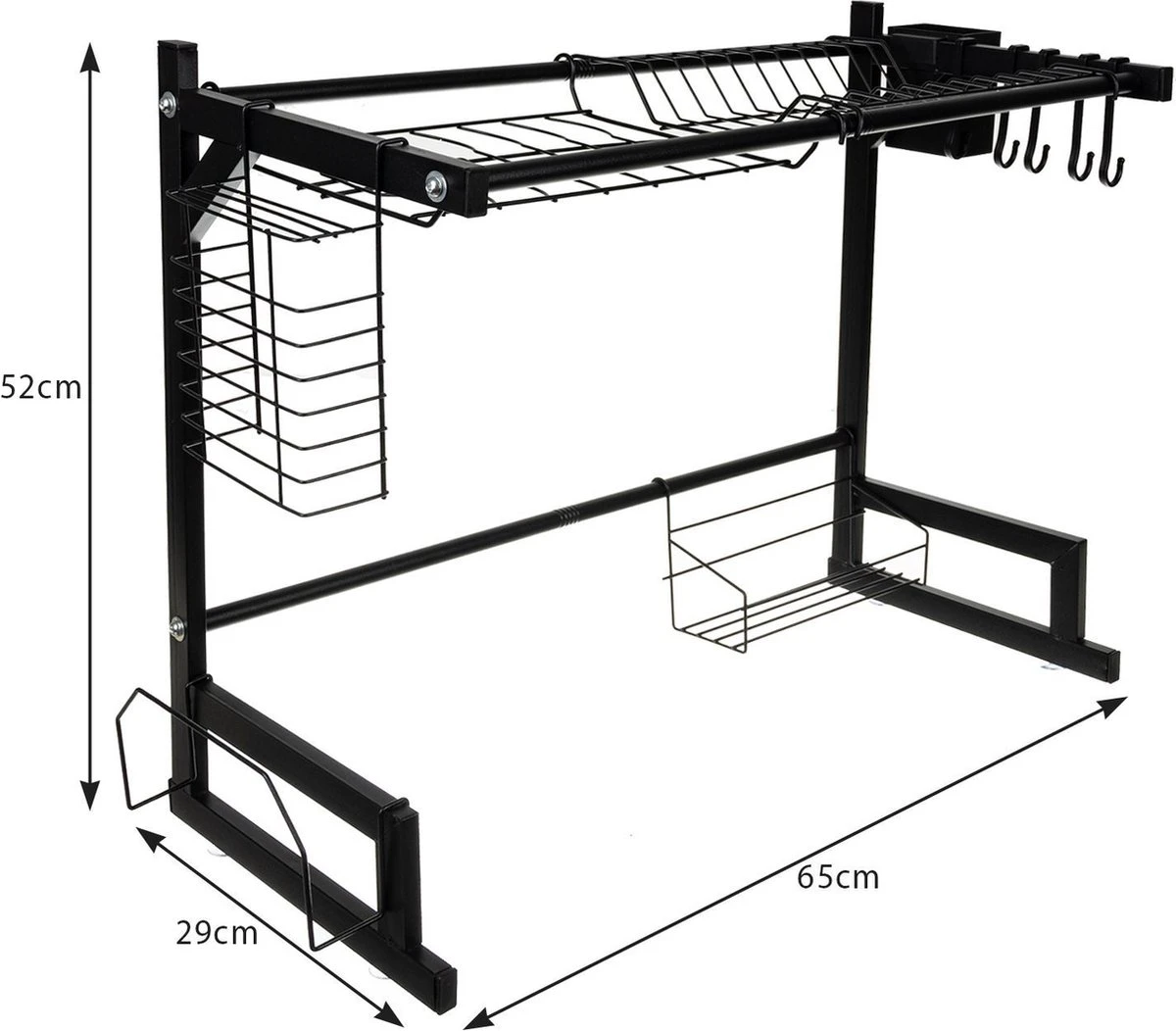 Afdruiprek Droger Zwart Voor Bestek Boven De Gootsteen 65 Cm X 29 Cm X 52 Cm - Afbeelding 6