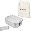 Navaris RVS Broodtrommel Met Verdeler - Meal Prep Bakje - Vershouddoos - Lunchbox - 17 X 13 X 6 Cm - Inhoud 0,8 Liter - Vaatwasbestendig